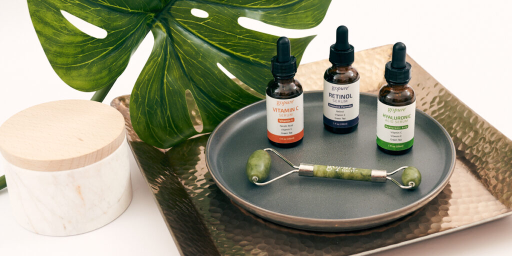 Picture of goPure Beauty serums and jade roller