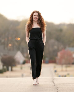 3 Ways to Style a Jumpsuit for Spring - By itself with nude wedges and leather earrings