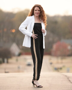 3 Ways to Style a Jumpsuit for Spring - White blazer and black heels outfit