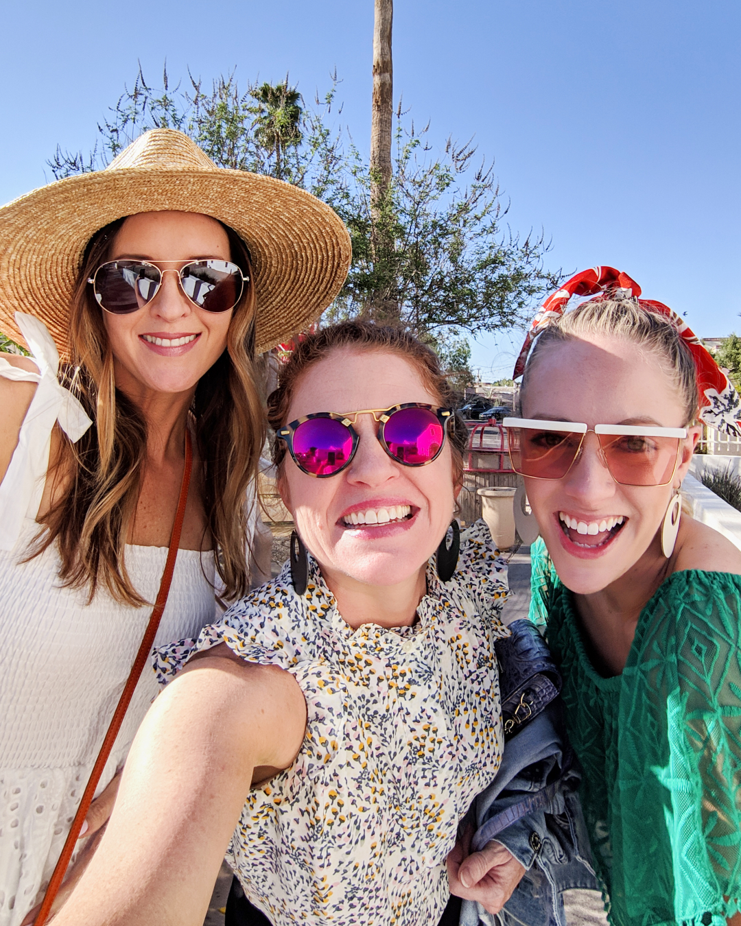 Jennifer, Jamie and Erika taking a selfie outside of the Mission restaurant