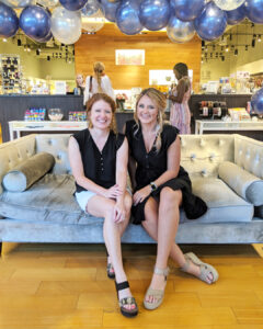 Jamie and Presley of Lettersandlifestyle at the Indigo shopping event. I am wearing black and white and my OTBT Bushnell Wedges