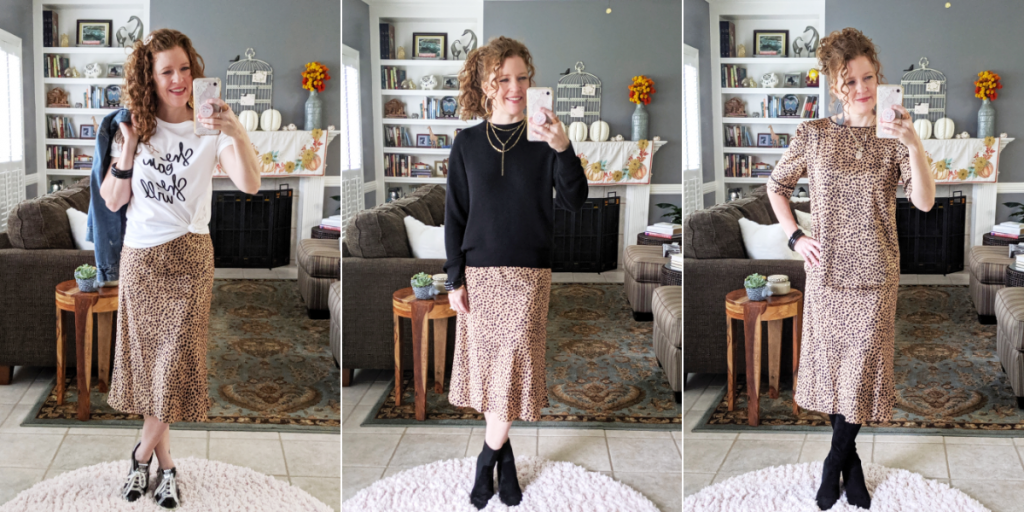 Feature Image of 3 mirrorshots of me wearing the slip-on skirt