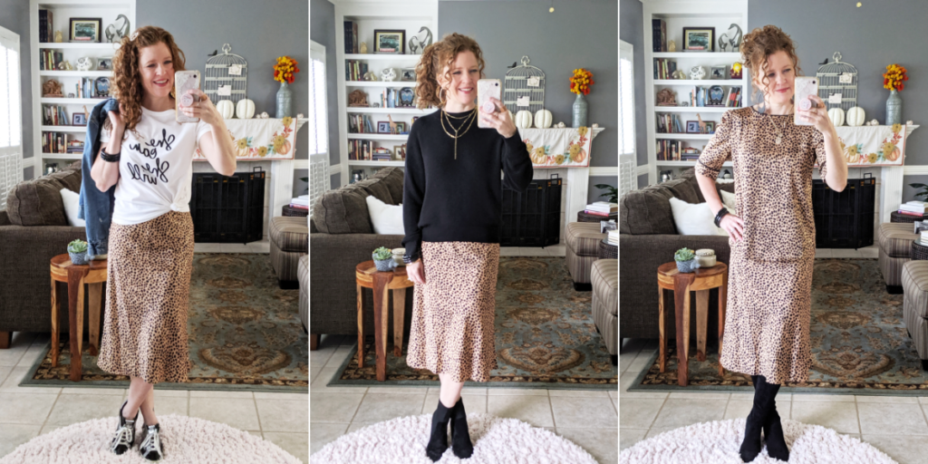 Feature Image of 3 mirrorshots of me wearing the slip-on skirt