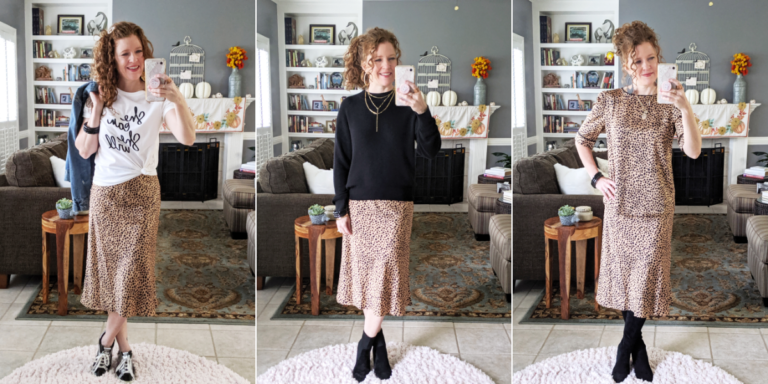 Feature Image of 3 mirrorshots of me wearing the slip-on skirt