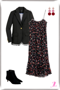 Photo of Blakc Blazer and floral Dress2